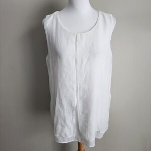 Cristina‎ B Sleeveless Blouse Womens Medium White Layered Tunic Fairy Vacation
